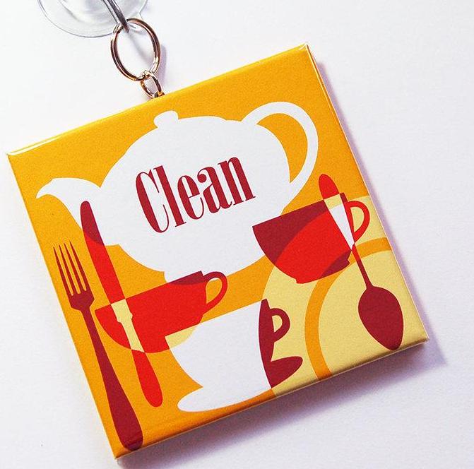 Retro Kitchen Clean/Dirty Dishwasher Sign in Orange - Kelly's Handmade