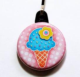 Ice Cream Cone Zipper Pull in Pink - Kelly's Handmade