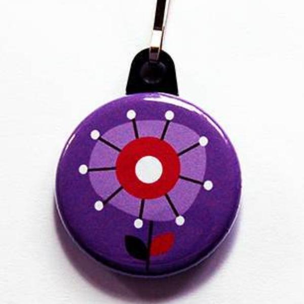 Flower Abstract Zipper Pull in Purple - Kelly's Handmade