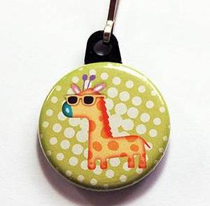 Giraffe Zipper Pull in Green - Kelly's Handmade