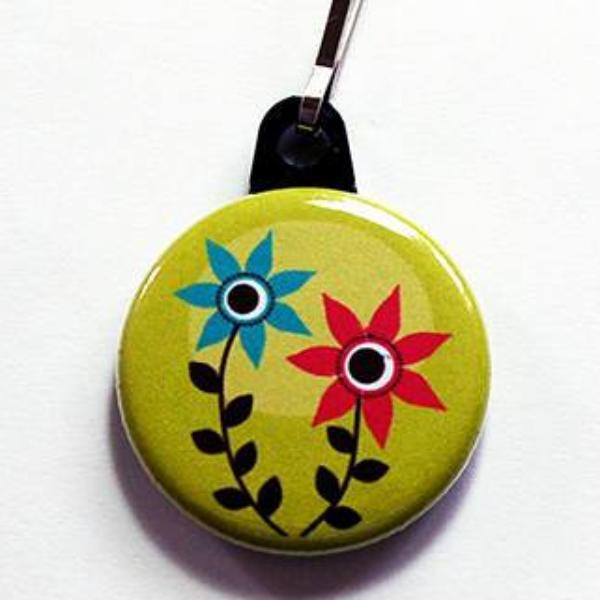 Flower Abstract Zipper Pull in Green - Kelly's Handmade