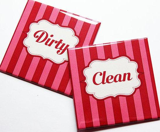 Striped Clean & Dirty Dishwasher Magnets in Pink & Red - Kelly's Handmade