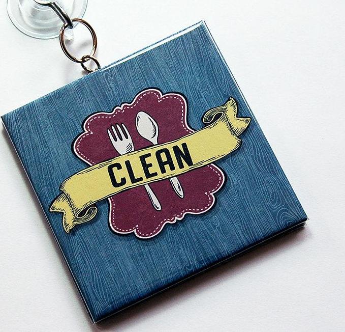 Cutlery Clean/Dirty Dishwasher Sign in Blue - Kelly's Handmade