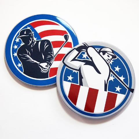 Red White & Blue Golf Coasters - Kelly's Handmade