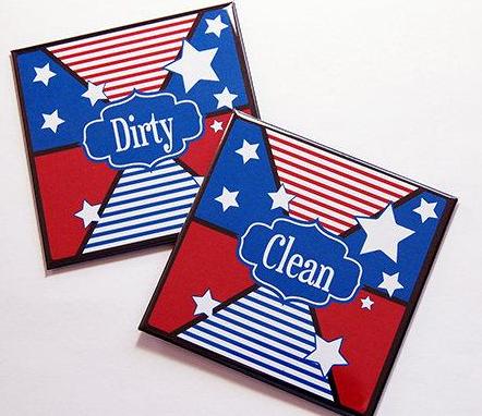 Stars & Stripes Clean and Dirty Dishwasher Magnets - Kelly's Handmade