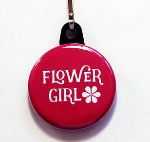 Flower Girl Zipper Pull in Pink - Kelly's Handmade