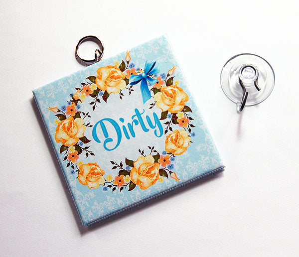 Floral Clean & Dirty Dishwasher Sign in Blue & Yellow - Kelly's Handmade