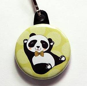 Panda Zipper Pull in Green - Kelly's Handmade