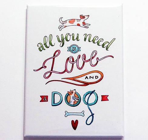 Love & A Dog Rectangle Magnet - Kelly's Handmade