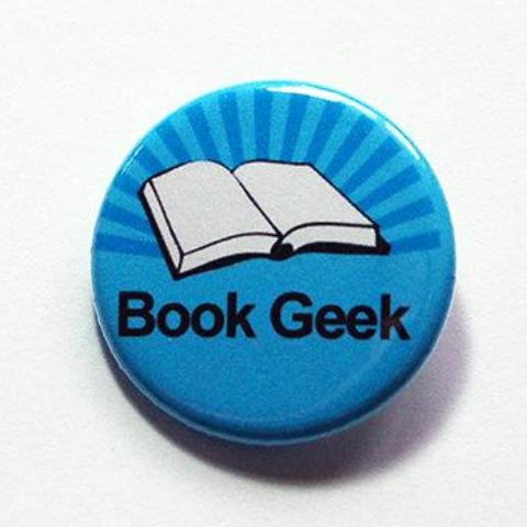 Book Geek Pin in Blue & Pink - Kelly's Handmade