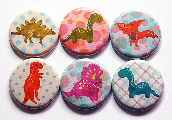 Dinosaurs Set of Six Magnets - Kelly's Handmade