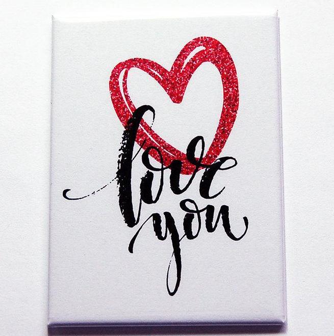 Love You Valentine Rectangle Magnet - Kelly's Handmade