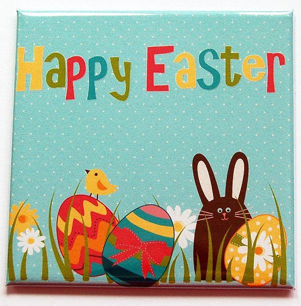 Happy Easter Bunny & Eggs Magnet - Kelly's Handmade