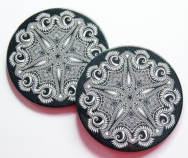 Mandala Coasters Black & White - Kelly's Handmade