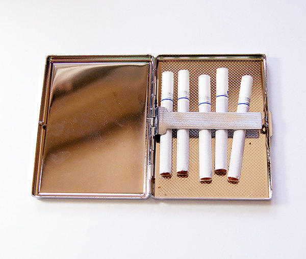 Art Deco Diamond Pattern Slim Cigarette Case in Pink - Kelly's Handmade