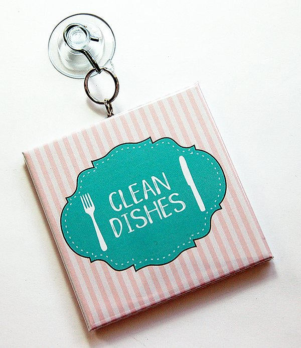 Striped Clean/Dirty Dishwasher Sign in Pink & Turquoise - Kelly's Handmade