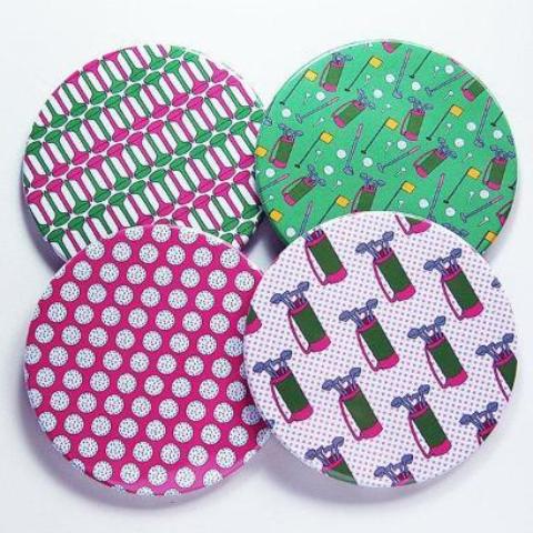 Golf Coasters in Pink & Green - Kelly's Handmade