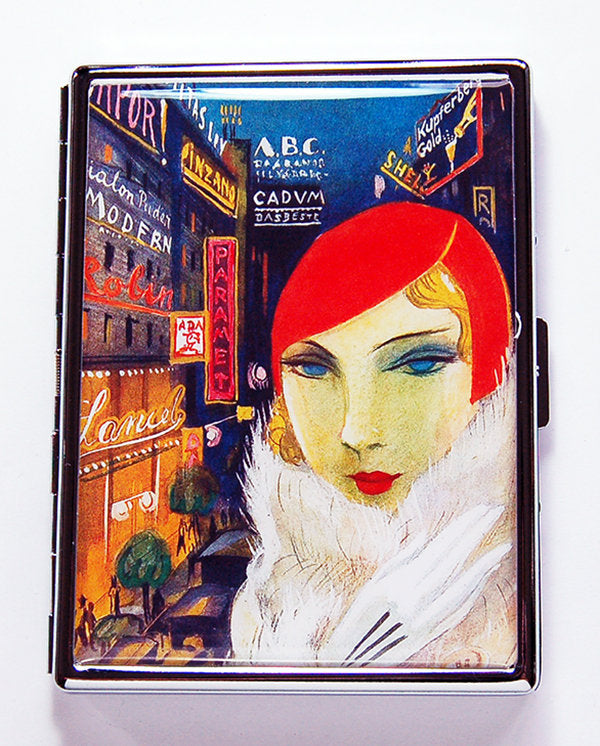 Retro Flapper on the Town Slim Cigarette Case - Kelly's Handmade