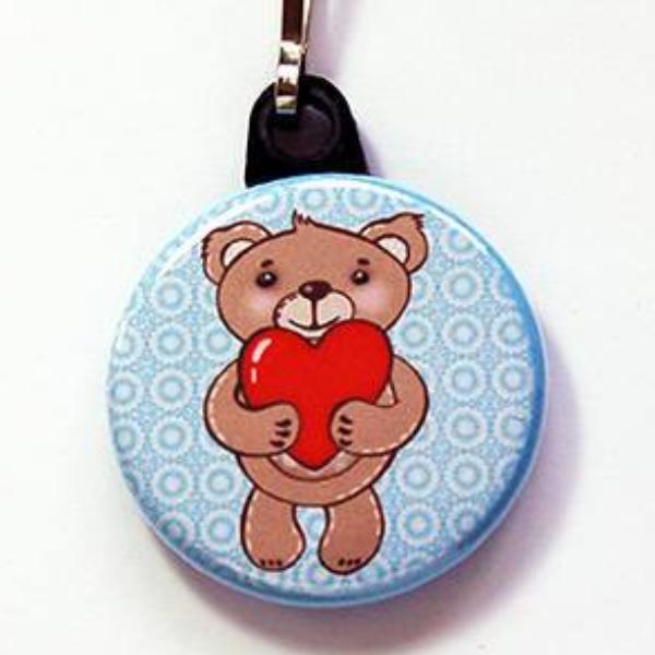 Teddy Bear With Heart Zipper Pull - Kelly's Handmade