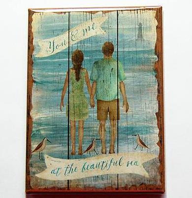 You And Me At The Beautiful Sea Rectangle Magnet - Kelly's Handmade