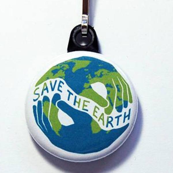 Save the Earth Zipper Pull - Kelly's Handmade