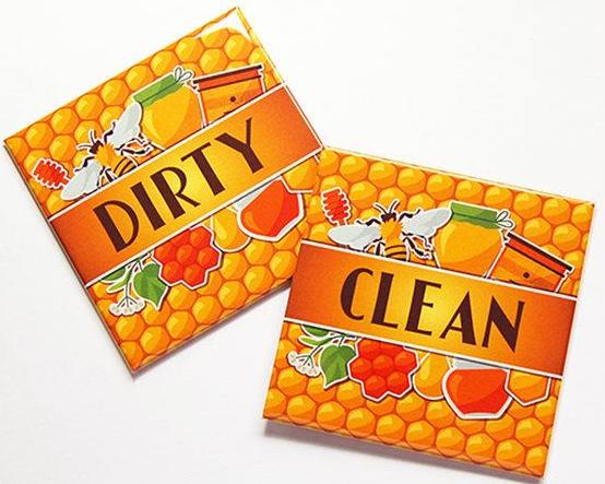Honey Bee Clean & Dirty Dishwasher Magnets - Kelly's Handmade