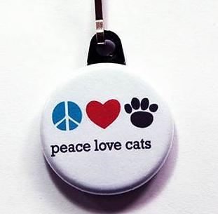 Peace Love Cats Zipper Pull - Kelly's Handmade