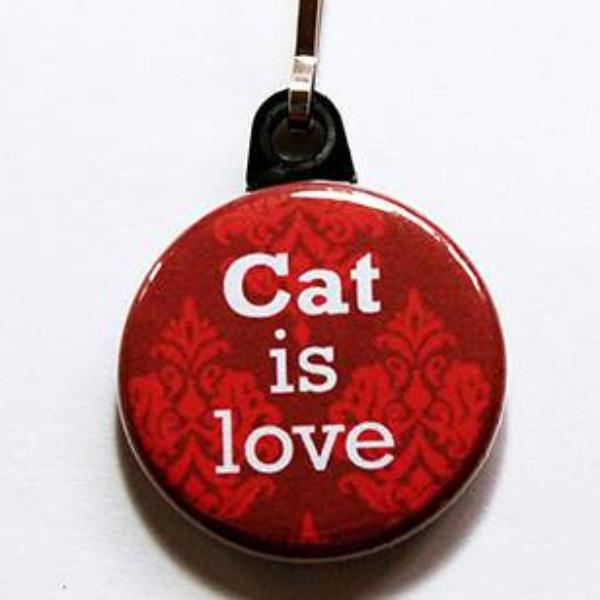 Cat is Love Zipper Pull - Kelly's Handmade