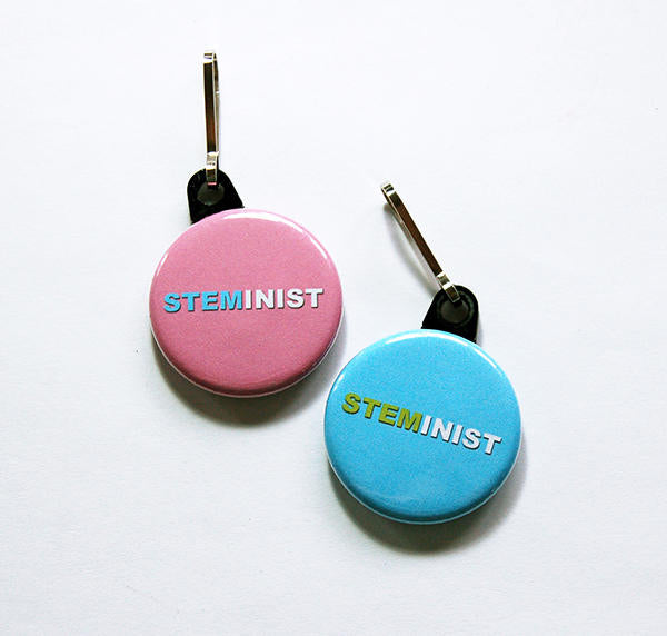 STEMinist Zipper Pull Available in Pink & Blue - Kelly's Handmade