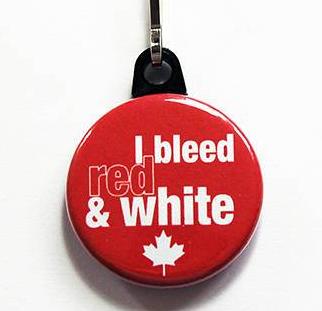 I Bleed Red & White Zipper Pull - Kelly's Handmade