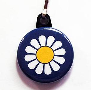 Daisy Zipper Pull on Blue - Kelly's Handmade