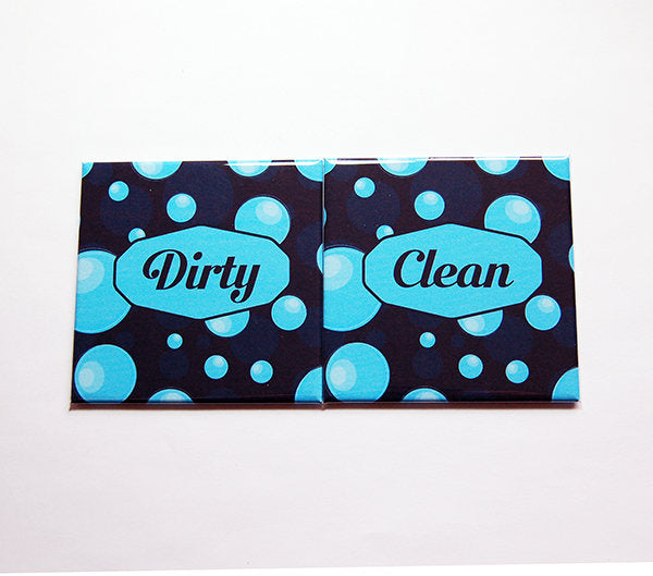 Dotted Clean & Dirty Dishwasher Magnets in Blue - Kelly's Handmade