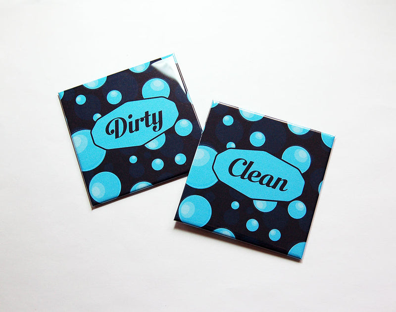 Dotted Clean & Dirty Dishwasher Magnets in Blue - Kelly's Handmade