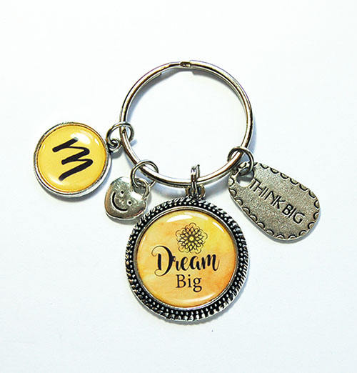 Dream Big Monogram Keychain in Yellow - Kelly's Handmade