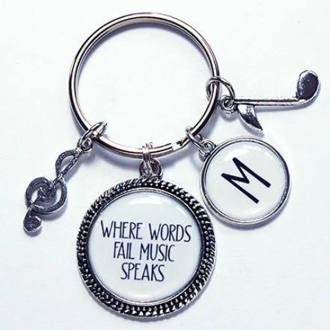 Music Soars Monogram Keychain - Kelly's Handmade