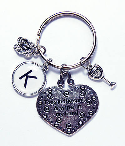 Toes In The Sand Monogram Keychain - Kelly's Handmade