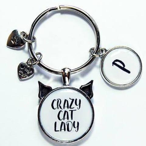 Crazy Cat Lady Monogram Keychain - Kelly's Handmade
