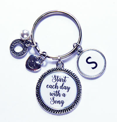 Start Each Day With A Song Monogram Keychain - Kelly's Handmade