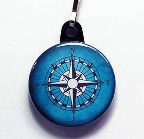 Compass Zipper Pull - Kelly's Handmade