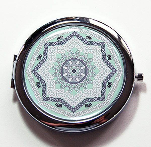 Mosaic Compact Mirror in Green - Kelly's Handmade