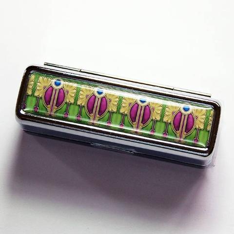 Art Deco Lipstick Case in Green & Purple - Kelly's Handmade
