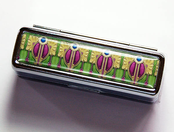 Art Deco Lipstick Case in Green & Purple - Kelly's Handmade