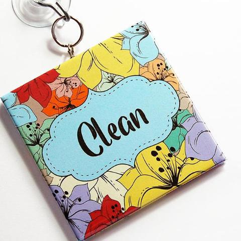 Floral Clean/Dirty Dishwasher Sign in Bright Colors - Kelly's Handmade
