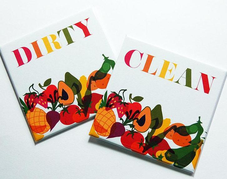 Veggies Clean & Dirty Dishwasher Magnets - Kelly's Handmade