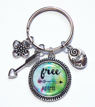 Free Spirit Follow Your Heart Keychain - Kelly's Handmade