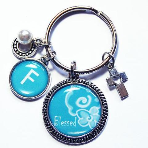 Blessed Keychain in Blue - Kelly's Handmade