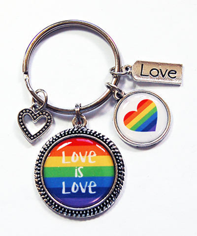 Love is Love Rainbow Heart Keychain - Kelly's Handmade