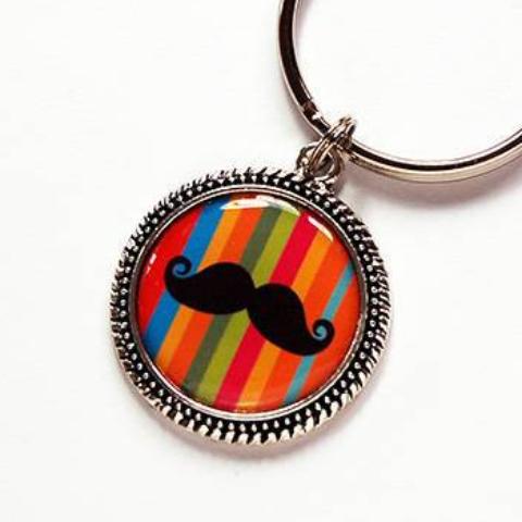 Mustache Rainbow Keychain - Kelly's Handmade