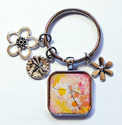 Flower & Dragonfly Keychain - Kelly's Handmade