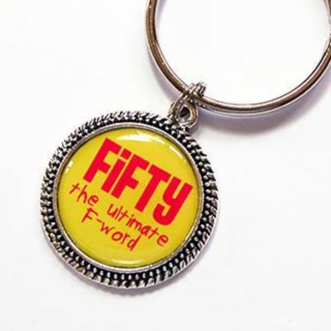 50th Birthday Keychain - Available in 3 Colors - Kelly's Handmade